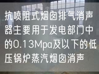 抗噴阻式煙囪排氣消聲器主要用于發(fā)電部門中的0.13Mpa及以下的低壓鍋爐蒸汽煙囪